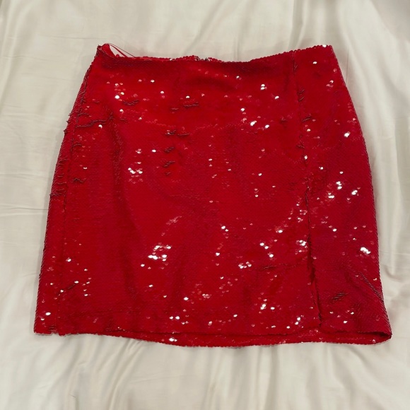 Amanda Uprichard Dale red sequin skirt - Picture 1 of 5